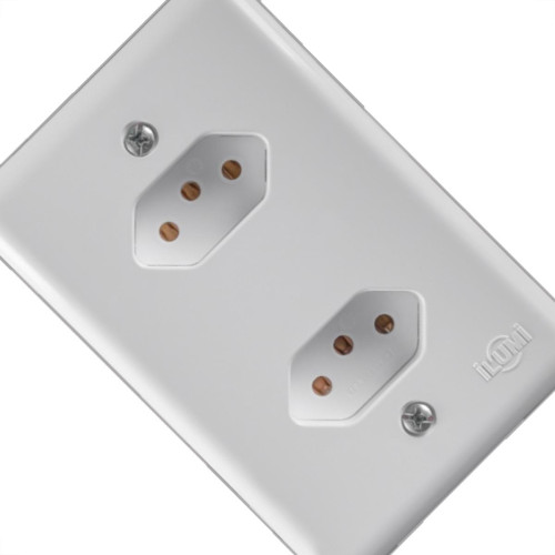 Conjunto Ilumi Stylus Branco Com Placa 2 Tomadas 2P+T. 20A. - 201210 Monobloco Conjunto Ilumi Stylus Branco Com Placa 2 Tomadas 2P+T. 20A. - 201210 Monobloco