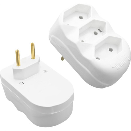 Pino 3 Saidas Flp Reto 2 Polos 10A. Branco - Kit C/10 Pecas Pino 3 Saidas Flp Reto 2 Polos 10A. Branco - Kit C/10 Pecas