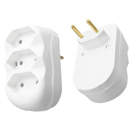 Pino 3 Saidas Flp Reto 2 Polos 10A. Branco - Kit C/10 Pecas Pino 3 Saidas Flp Reto 2 Polos 10A. Branco - Kit C/10 Pecas