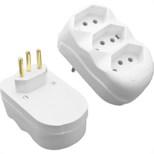 Pino 3 Saidas Flp Reto 2 Polos+Terra 10A. Branco - Kit C/10 Pecas Pino 3 Saidas Flp Reto 2 Polos+Terra 10A. Branco - Kit C/10 Pecas