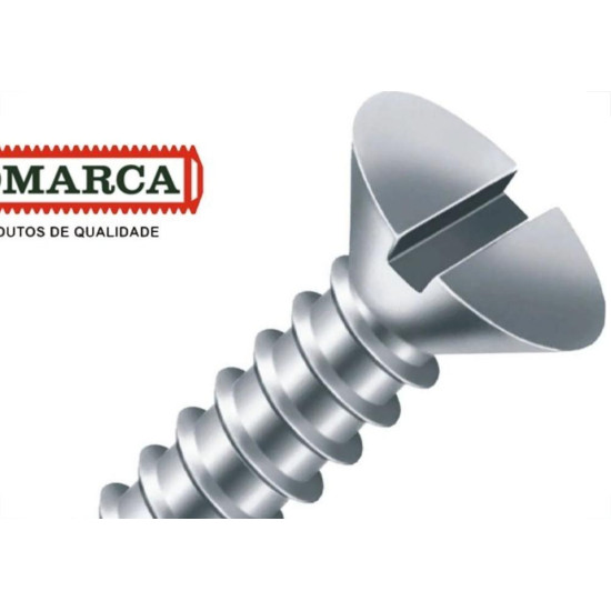 Parafuso Auto Atarraxante Chata Fenda Jomarca 4,2 X 13 - Kit C/5 Centos