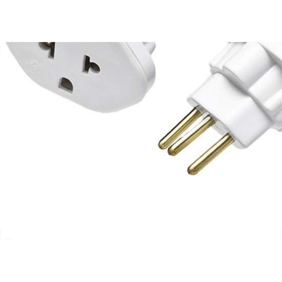 Pino Adaptador Flp Universal 2 Polos+Terra 10A. Branco - Kit C/10 Pecas