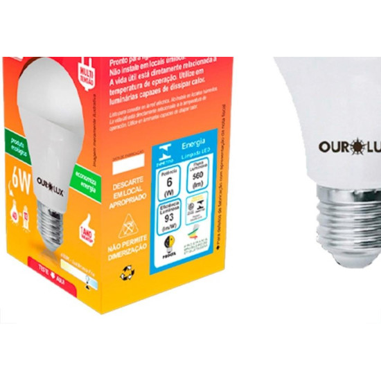 Lampada Led Bulbo Ourolux A55 - 6W. 6500K.