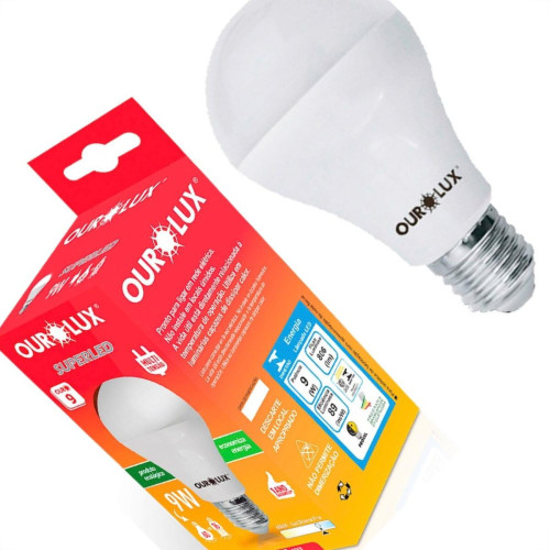 Lampada Led Bulbo Ourolux A60 - 9W. 6500K. Lampada Led Bulbo Ourolux A60 - 9W. 6500K.