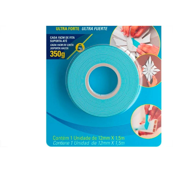 Fita Dupla Face Tekbond Fixa Tudo Espuma 12Mm X 1,5M - 350G Fita Dupla Face Tekbond Fixa Tudo Espuma 12Mm X 1,5M - 350G