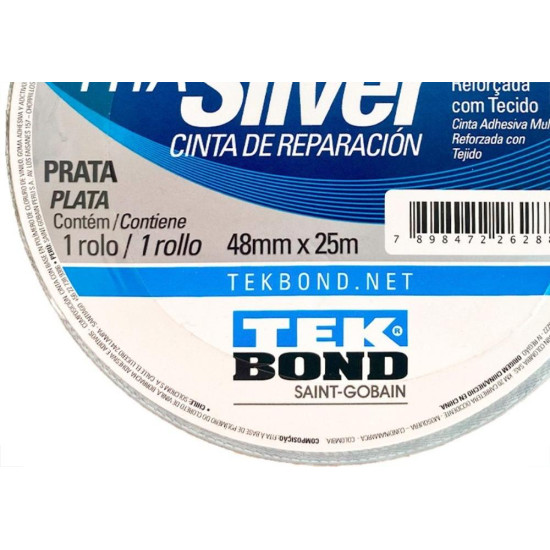 Fita Silver Tape Tekbond 48Mm X 25M Prata Fita Silver Tape Tekbond 48Mm X 25M Prata