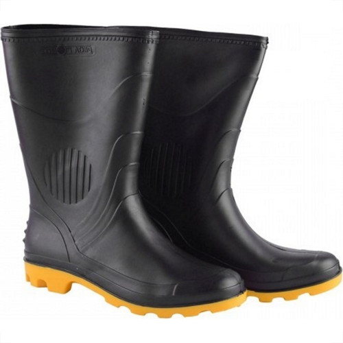 Bota Galocha Pega Forte Preta/Amarela 323 No.43 Com Meia Bota Galocha Pega Forte Preta/Amarela 323 No.43 Com Meia