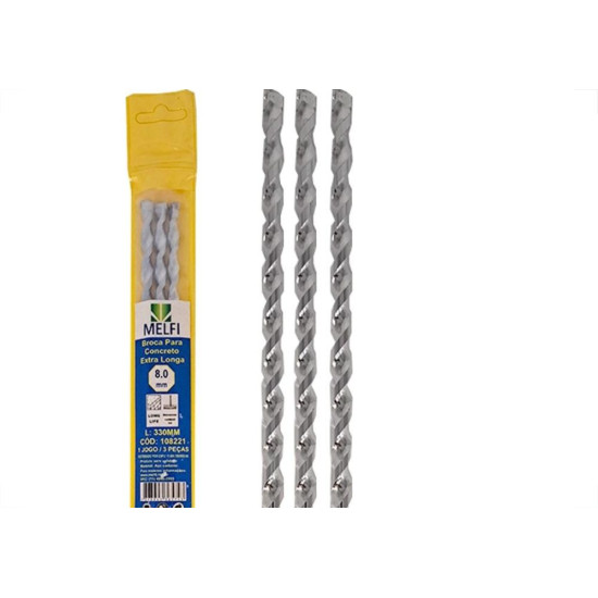 Broca Widea Extra Longa Melfi 8 Mm - Kit C/3 Pecas Broca Widea Extra Longa Melfi 8 Mm - Kit C/3 Pecas