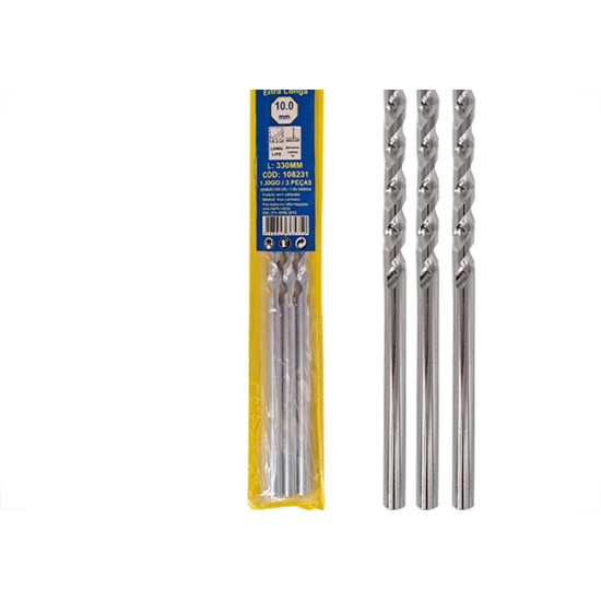 Broca Widea Extra Longa Melfi 10 Mm - Kit C/3 Pecas Broca Widea Extra Longa Melfi 10 Mm - Kit C/3 Pecas