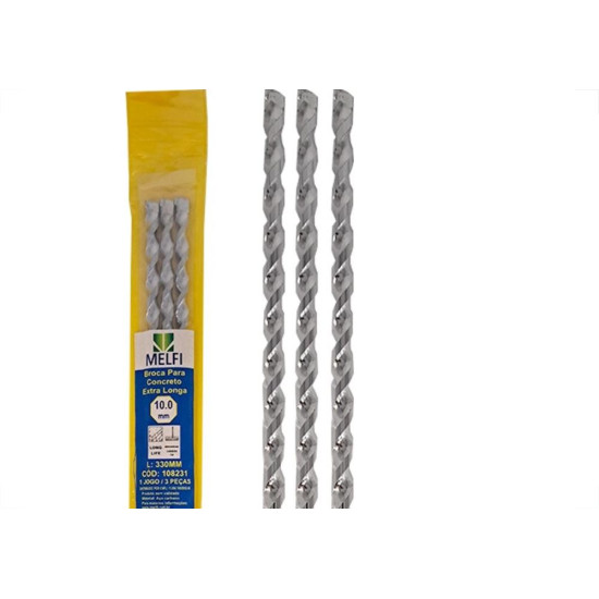 Broca Widea Extra Longa Melfi 10 Mm - Kit C/3 Pecas Broca Widea Extra Longa Melfi 10 Mm - Kit C/3 Pecas