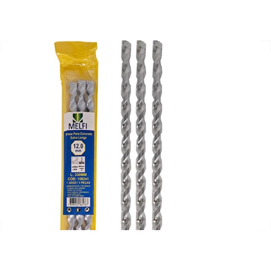 Broca Widea Extra Longa Melfi 12 Mm - Kit C/3 Pecas Broca Widea Extra Longa Melfi 12 Mm - Kit C/3 Pecas