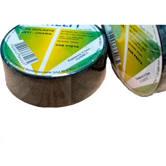 Fita Isolante Melfi 5M Preta - Kit C/10 Pecas Fita Isolante Melfi 5M Preta - Kit C/10 Pecas