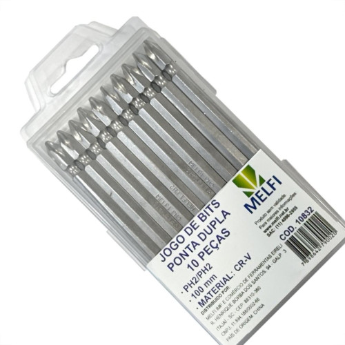 Ponteira Para Parafusadeira Melfi Ponta Dupla Phillips 100Mm Com 10 Pecas Ponteira Para Parafusadeira Melfi Ponta Dupla Phillips 100Mm Com 10 Pecas