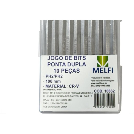 Ponteira Para Parafusadeira Melfi Ponta Dupla Phillips 100Mm Com 10 Pecas Ponteira Para Parafusadeira Melfi Ponta Dupla Phillips 100Mm Com 10 Pecas