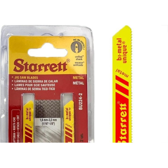 Serra Tico-Tico Lamina Starrett Metal Bi-Metal Com 2 Pecas Bu224-2 - 50Mm - 24T Serra Tico-Tico Lamina Starrett Metal Bi-Metal Com 2 Pecas Bu224-2 - 50Mm - 24T