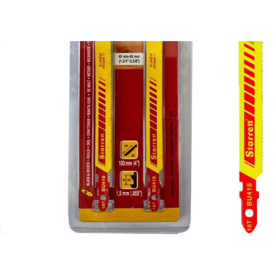 Serra Tico-Tico Lamina Starrett Multi Bi-Metal Com 2 Pecas Bu418-2 - 100Mm - 18T Serra Tico-Tico Lamina Starrett Multi Bi-Metal Com 2 Pecas Bu418-2 - 100Mm - 18T