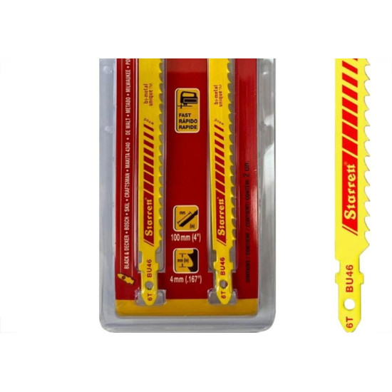 Serra Tico-Tico Lamina Starrett Madeira Bi-Metal Com 2 Pecas Bu46-2 - 100Mm - 6T Serra Tico-Tico Lamina Starrett Madeira Bi-Metal Com 2 Pecas Bu46-2 - 100Mm - 6T