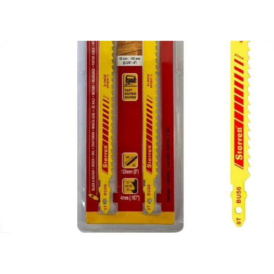 Serra Tico-Tico Lamina Starrett Madeira Bi-Metal Com 2 Pecas Bu56-2 - 125Mm - 6T Serra Tico-Tico Lamina Starrett Madeira Bi-Metal Com 2 Pecas Bu56-2 - 125Mm - 6T