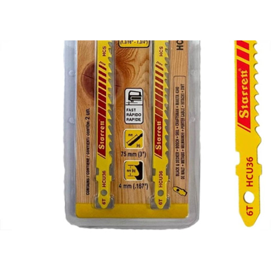 Serra Tico-Tico Lamina Starrett Madeira Bi-Metal Com 2 Pecas Hcu36-2 - 75Mm - 6T Serra Tico-Tico Lamina Starrett Madeira Bi-Metal Com 2 Pecas Hcu36-2 - 75Mm - 6T