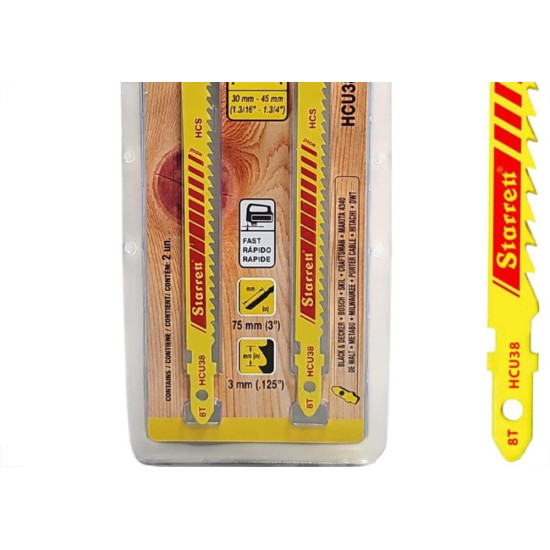 Serra Tico-Tico Lamina Starrett Madeira Bi-Metal Com 2 Pecas Hcu38-2 - 75Mm - 8T