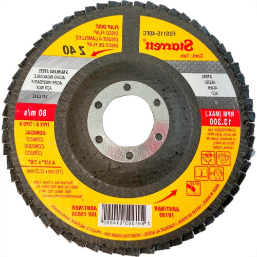 Disco Flap Starrett 4.1/2'' X 7/8''- Grao 40 Disco Flap Starrett 4.1/2'' X 7/8''- Grao 40