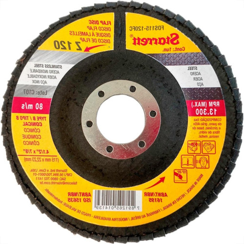 Disco Flap Starrett 4.1/2'' X 7/8''- Grao 120 Disco Flap Starrett 4.1/2'' X 7/8''- Grao 120