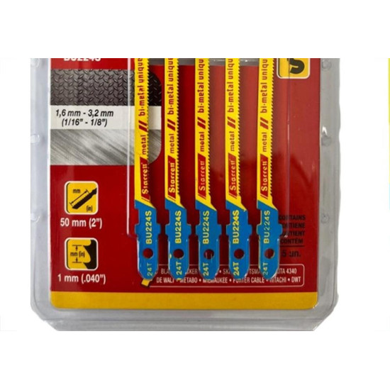Serra Tico-Tico Lamina Starrett Metal Bi-Metal Com 5 Pecas Bu224S - 50Mm - 24T Serra Tico-Tico Lamina Starrett Metal Bi-Metal Com 5 Pecas Bu224S - 50Mm - 24T