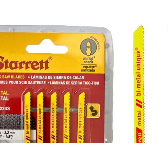 Serra Tico-Tico Lamina Starrett Metal Bi-Metal Com 5 Pecas Bu224S - 50Mm - 24T Serra Tico-Tico Lamina Starrett Metal Bi-Metal Com 5 Pecas Bu224S - 50Mm - 24T