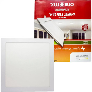 Plafon Led Embutir Ourolux Quadrado 24W. 1600Lm. 6500K. Bivolt Branco