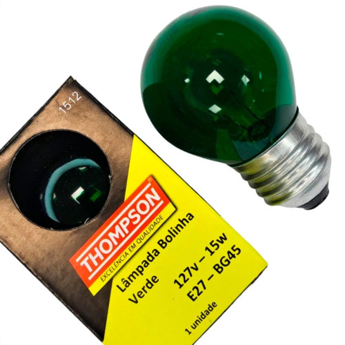 Lampada Colorida Thompson 15Wx127V. Verde - Kit C/10 Pecas Lampada Colorida Thompson 15Wx127V. Verde - Kit C/10 Pecas