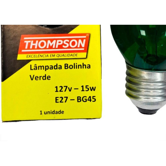Lampada Colorida Thompson 15Wx127V. Verde - Kit C/10 Pecas Lampada Colorida Thompson 15Wx127V. Verde - Kit C/10 Pecas