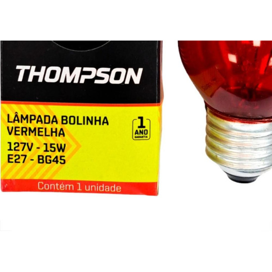 Lampada Colorida Thompson 15Wx127V. Vermelha - Kit C/10 Pecas