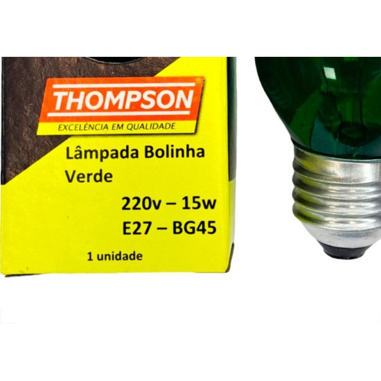 Lampada Colorida Thompson 15Wx220V. Verde - Kit C/10 Pecas Lampada Colorida Thompson 15Wx220V. Verde - Kit C/10 Pecas