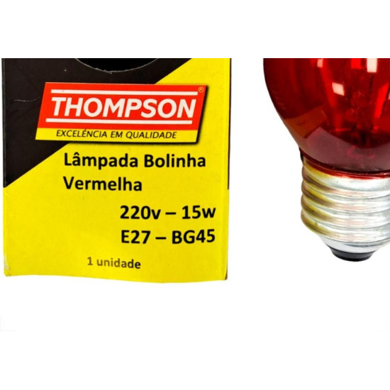 Lampada Colorida Thompson 15Wx220V. Vermelha - Kit C/10 Pecas Lampada Colorida Thompson 15Wx220V. Vermelha - Kit C/10 Pecas