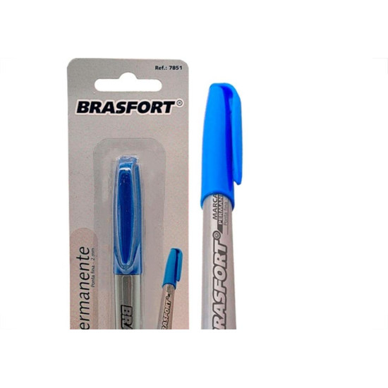 Caneta Marcacao Permamente Brasfort Fina Azul Blister - 7851 Caneta Marcacao Permamente Brasfort Fina Azul Blister - 7851