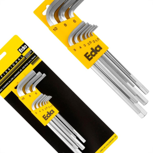 Chave Allen Jogo Eda 1,5 A 10Mm Com 9 Pecas Longa - 9Gc Chave Allen Jogo Eda 1,5 A 10Mm Com 9 Pecas Longa - 9Gc