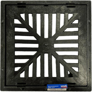 Grelha Plastica Quadrada Preta Roma 20X20Cm Com Caixilho