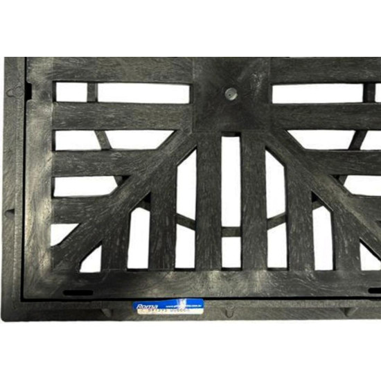 Grelha Plastica Quadrada Preta Roma 30X30Cm Com Caixilho