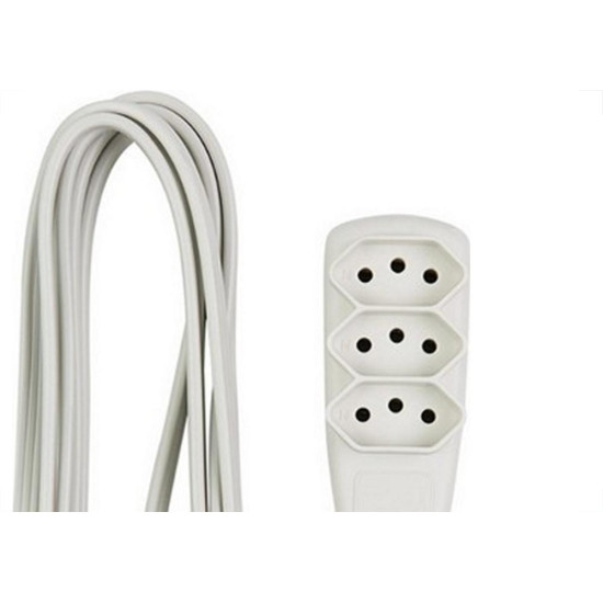 Extensao Luster Pp 2 Polos + Terra 0,75Mm Branca / Cinza - 3M Extensao Luster Pp 2 Polos + Terra 0,75Mm Branca / Cinza - 3M