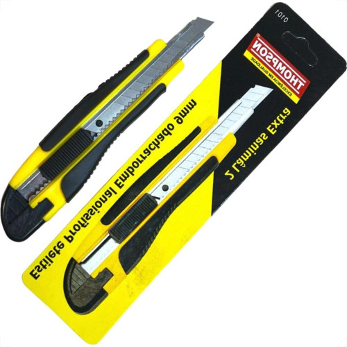 Estilete Estreito Thompson Cabo Emborrachado Com 2 Laminas Extras 9Mm Estilete Estreito Thompson Cabo Emborrachado Com 2 Laminas Extras 9Mm