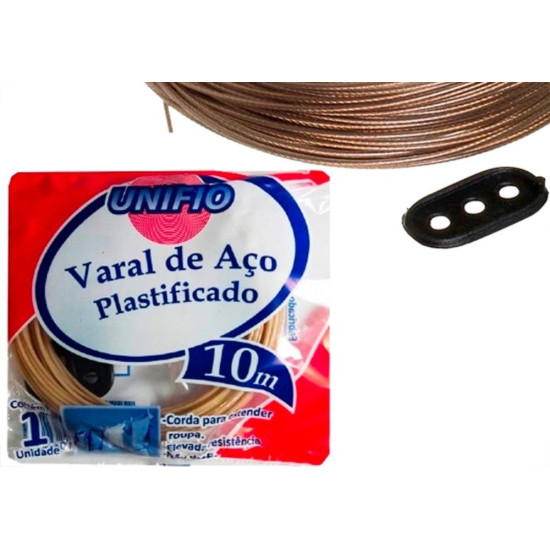 Varal De Aco Revestido Pvc Unifio 1,65Mm Com 10M - Kit C/12 Pecas Varal De Aco Revestido Pvc Unifio 1,65Mm Com 10M - Kit C/12 Pecas