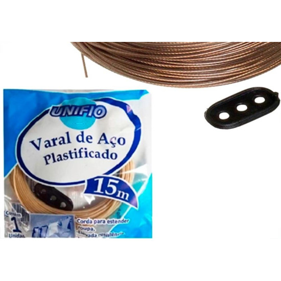 Varal De Aco Revestido Pvc Unifio 1,65Mm Com 15M . / Kit C/ 12 Peca