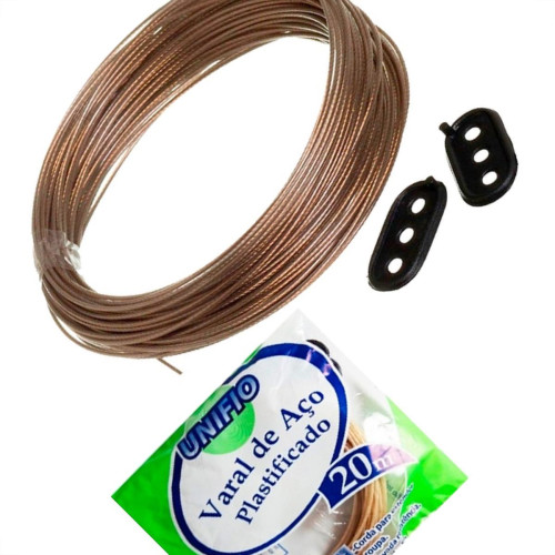 Varal De Aco Revestido Pvc Unifio 1,65Mm Com 20M - Kit C/12 Pecas Varal De Aco Revestido Pvc Unifio 1,65Mm Com 20M - Kit C/12 Pecas