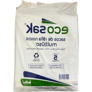 Sacos De Rafia Novos Ecosak 50Cm X 75Cm - 50Kg - Pacote Com 5 Pecas Branco