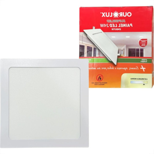 Plafon Led Embutir Ourolux Quadrado 24W. 1440Lm. 2700K. Bivolt Branco
