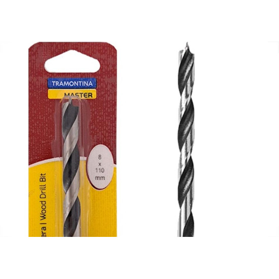 Broca Aco Carbono Madeira Tramontina 3 Pontas 8Mm - 43143/108