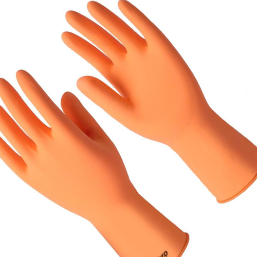 Luva Borracha Sanro Forrada Antiderrapante Plus Laranja M - Kit C/10 Pecas Luva Borracha Sanro Forrada Antiderrapante Plus Laranja M - Kit C/10 Pecas