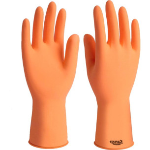 Luva Borracha Sanro Forrada Antiderrapante Plus Laranja G - Kit C/10 Pecas