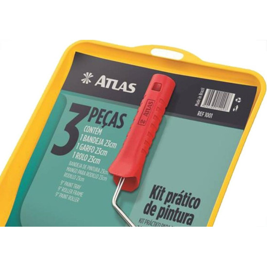 Kit Pintura Atlas Com 3 Pecas Bandeja + Garfo + Rolo