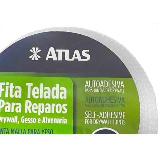Fita Telada Atlas Fibra De Vidro Para Drywall E Trincas Autoadesiva 50Mm X 45M Fita Telada Atlas Fibra De Vidro Para Drywall E Trincas Autoadesiva 50Mm X 45M